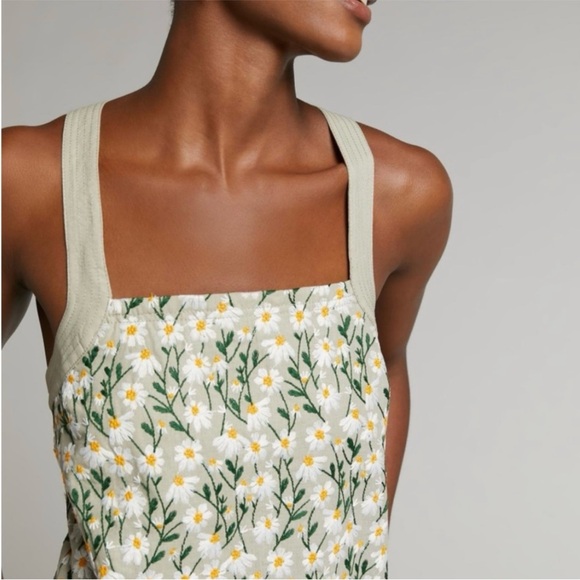 Anthropologie Tops - 🐝 NWOT Anthropologie Maeve Embroidered Daisy Floral Side Zip Lined Tank Top XL